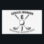 Elegantens minimalistiska Golf Monogr.. Rektangulärt Klistermärke<br><div class="desc">Eleganten Golf Monogram Design från Edward Eksi med minimal Anpassningsbar. Enkel modifiering av INITIALER och TEXTS efter dina behov.</div>