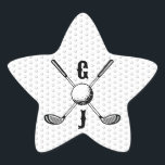 Elegantens minimalistiska Golf Monogr.. Stjärnformat Klistermärke<br><div class="desc">Eleganten Golf Monogram Design från Edward Eksi med minimal Anpassningsbar. Enkel modifiering av INITIALER och TEXTS efter dina behov.</div>