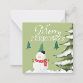Elegantens minimalistiska grafik snögubbe grönt tr anteckningskort