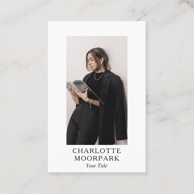 Elegantens minimalistiska moderna foto visitkort (Framsida)