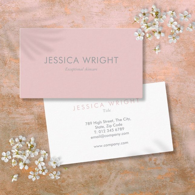 Elegantens minimalistiska moderna Professionell fö Visitkort (Elegant Minimalist Modern Blush Pink Professional Business Card)