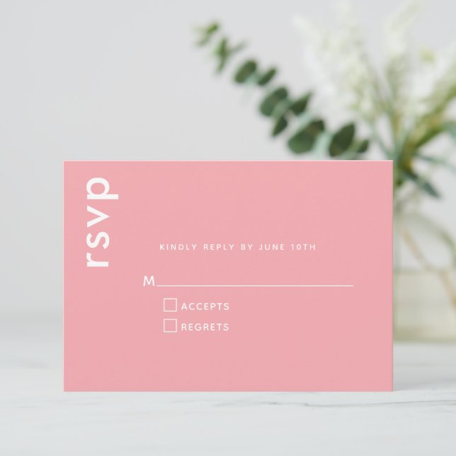 Elegantens minimalistiska moderna Rosa Bröllop sva OSA Kort (Stående Fram)