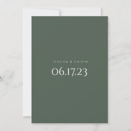 Elegantens minimalistiska Mörk grönt bröllopsinbju Inbjudningar