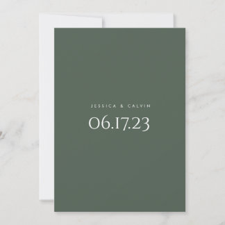 Elegantens minimalistiska Mörk grönt bröllopsinbju Inbjudningar