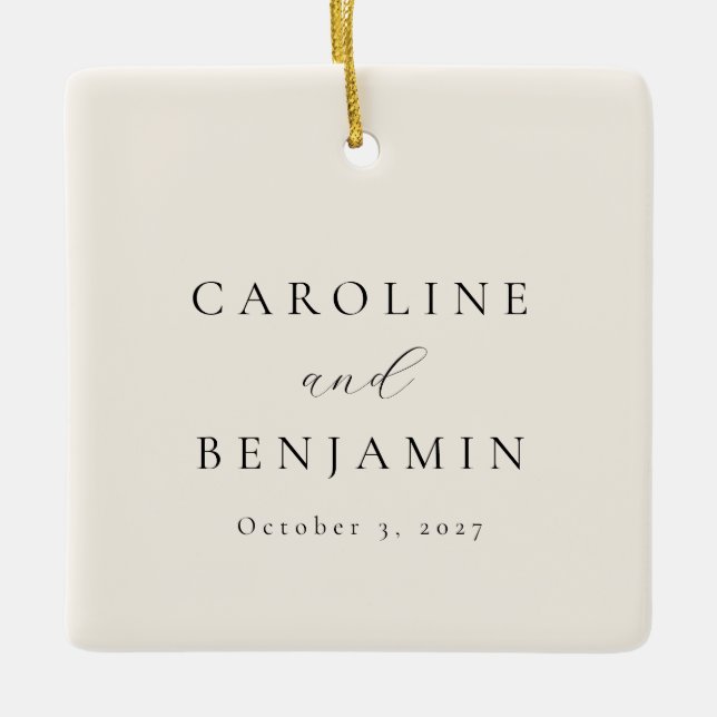 Elegantens minimalistiska namn på det egna namnet  julgransprydnad keramik (Framsida)