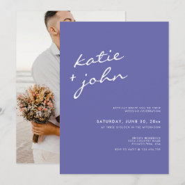 Elegantens minimalistiska periwinkle Blue Bröllop Inbjudningar