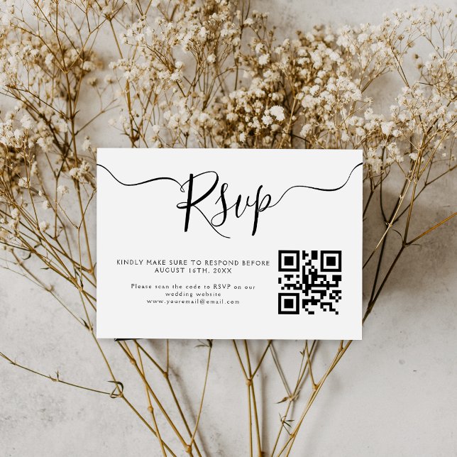 Elegantens minimalistiska QR-kod Bröllop OSA Kort (Skapare uppladdad)
