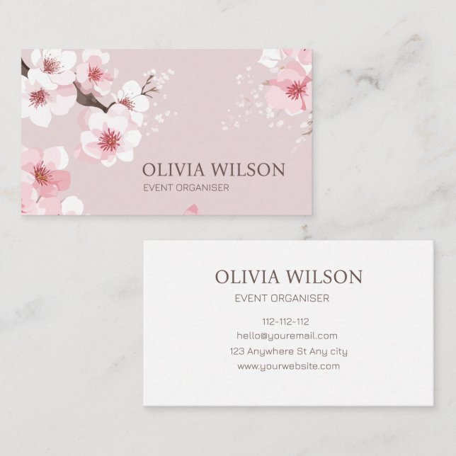 Elegantens minimalistiska rosa för vattenfärg och  visitkort (Fram/baksida)