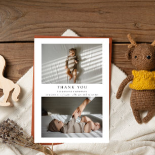 Elegantens minimalistiska Tack för foto-babykläder Kort
