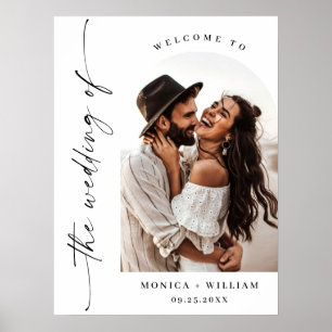 Elegantens minimalistiska välkomstfoto Bröllop Poster