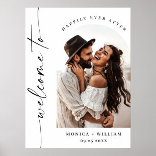 Elegantens minimalistiska välkomstfoto Bröllop Poster
