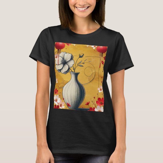 Elegantens minimalistiska Vas-design T Shirt (Framsida)