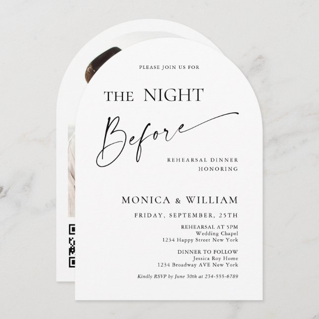 Elegantens minimalistmåltid för calligrafi inbjudningar (Fram/baksida)