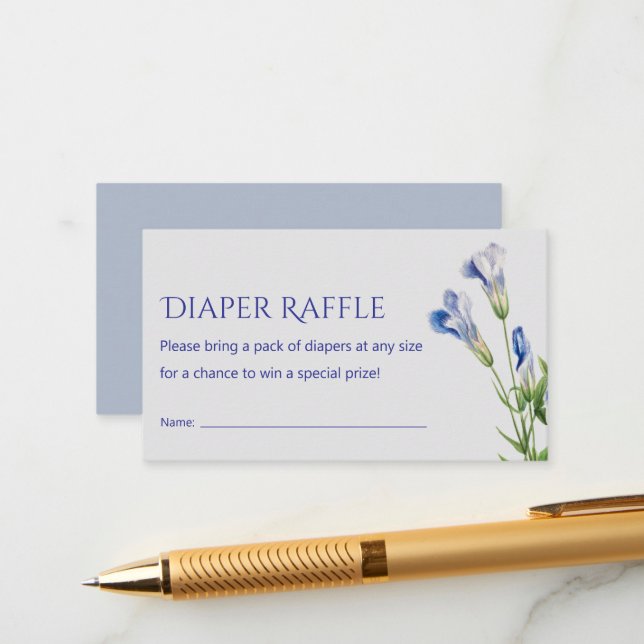 elegantens moderna blommigt - blå babydusch tilläggskort (Fram/Back In Situ)