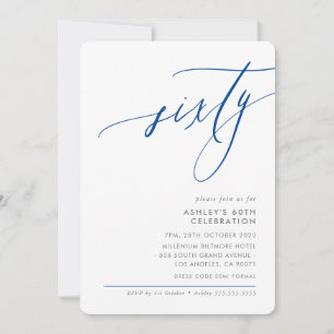 ELEGANTENS moderna Calligraphy 60:e party royal bl Inbjudningar