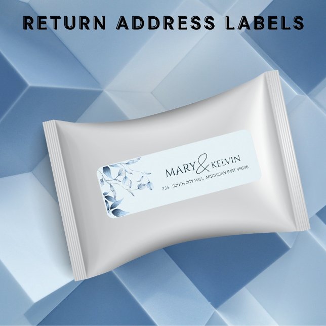 Elegantens moderna chic Blue bröllop returadress Etikett (Skapare uppladdad)