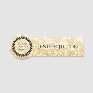 Elegantens moderna chic guld glittery anpassningsb namnbricka