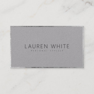 Elegantens moderna chic silver minimalistisk grått visitkort