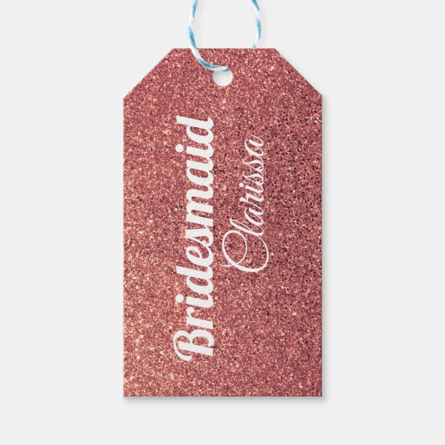 elegantens moderna chick, ro guld, glitter presentetikett (Framsidan)