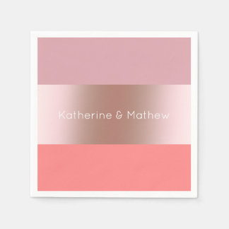 Elegantens moderna chick ro guld rosa korall strim pappersservett