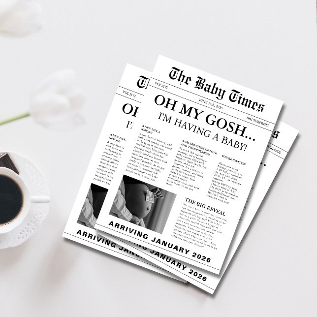Elegantens moderna dagstidningsbabydusch inbjudningar (Skapare uppladdad)