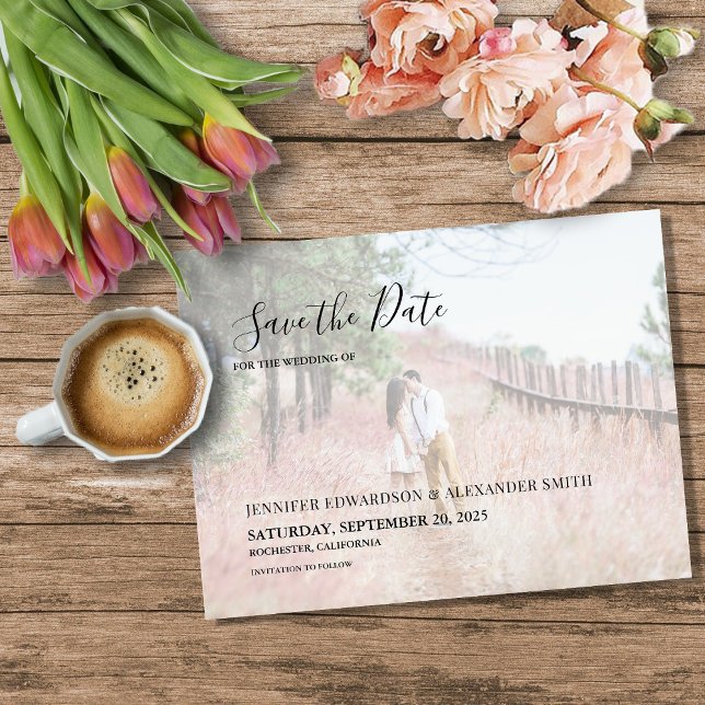 Elegantens moderna foto Spara datummagnetkortet Magnet (Elegant modern photo Save the Date magnetic card Magnet.)