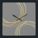 elegantens moderna geometriska cirklar för faux gu fyrkantig klocka<br><div class="desc">Minimalistisk,  modern och snyggt utformning som representerar faux guld-cirklar och grått-bakgrund.</div>