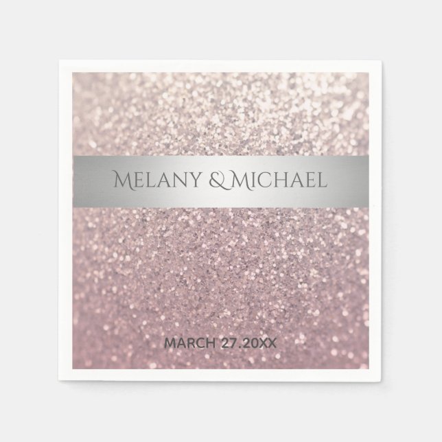 Elegantens moderna glitter silver rand pappersservett (Framsidan)