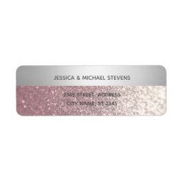 Elegantens moderna glitter silver rand returadress etikett