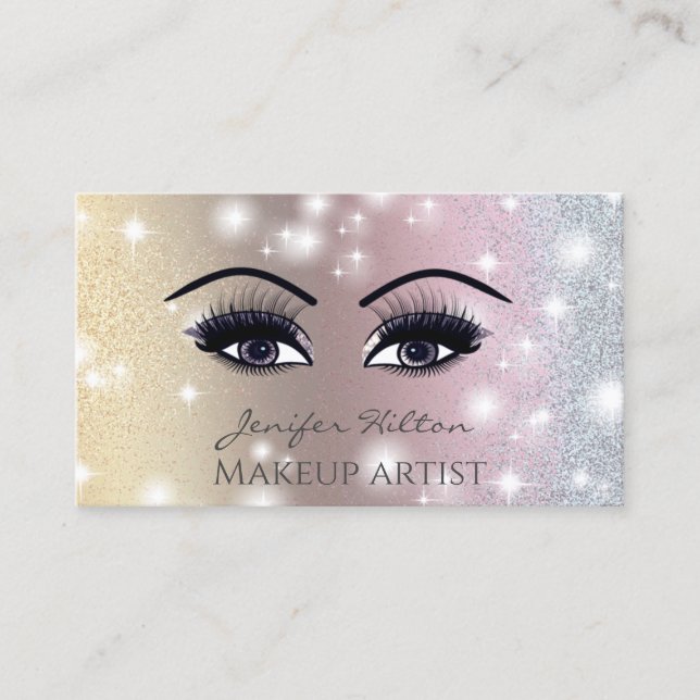 Elegantens moderna glitterpip öga makeup visitkort (Framsida)