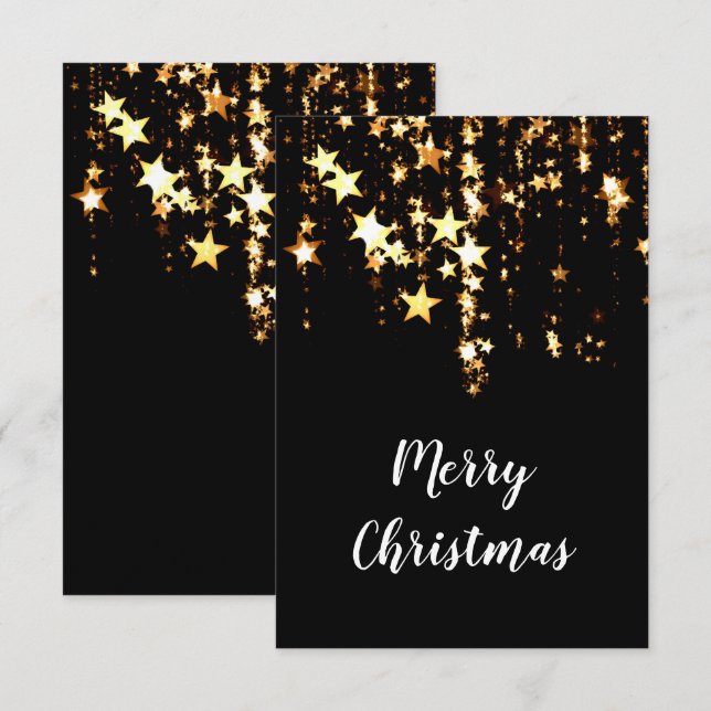 elegantens moderna God jul guld-stjärnor Inbjudningar (Fram/baksida)