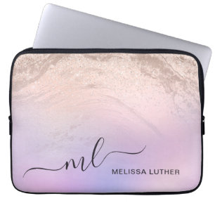 Elegantens moderna gradient ro guld glitter lila laptop fodral