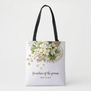 Elegantens moderna guld-blommigtens morma från bru tygkasse