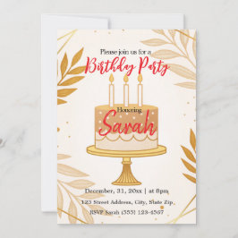 elegantens moderna guld-minimalistiska födelsedags inbjudningar