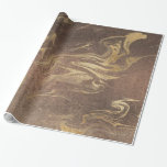 Elegantens moderna guld och brunmarmor presentpapper<br><div class="desc">Fin design med faux guld och brunmarmor.</div>