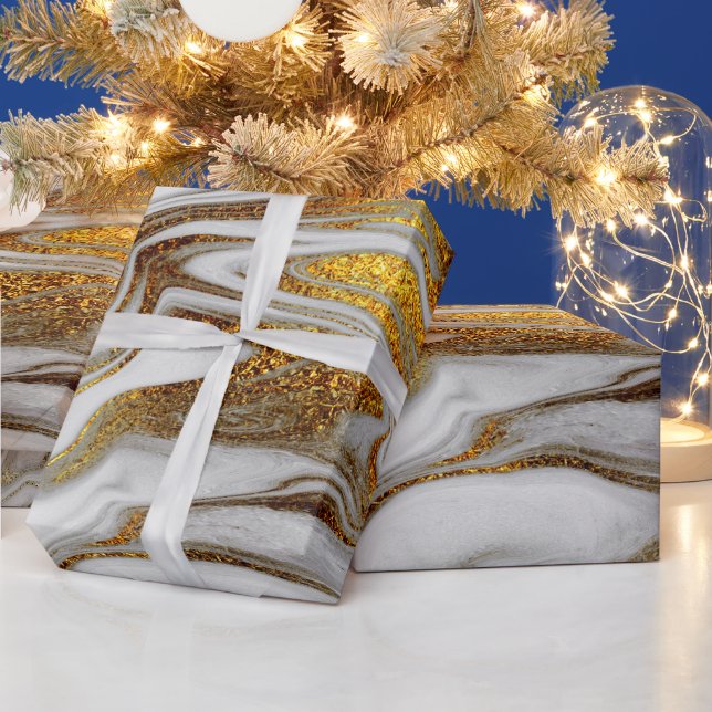 Elegantens moderna guld och marmor av koppar presentpapper (Helgdagar)