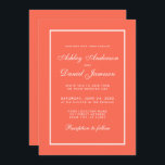 Elegantens moderna inbjudan till korall och vita b<br><div class="desc">Modern Elegant,  men ändå enkelt Bröllop Coral and White Inbjudningskort</div>