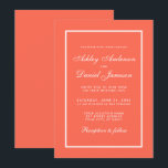 Elegantens moderna inbjudan till korall och vita b<br><div class="desc">Modern Elegant,  men ändå enkelt Bröllop Coral and White Inbjudningskort</div>