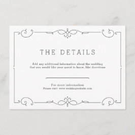 Elegantens moderna klassiska bröllop-detaljkort tilläggskort