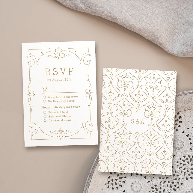 Elegantens moderna klassiska vintage bröllop OSA Kort (Elegant modern classic vintage wedding RSVP)