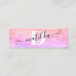 Elegantens moderna konstnär i lila glitter mini visitkort