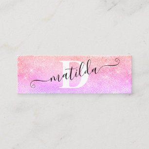 Elegantens moderna konstnär i lila glitter mini visitkort