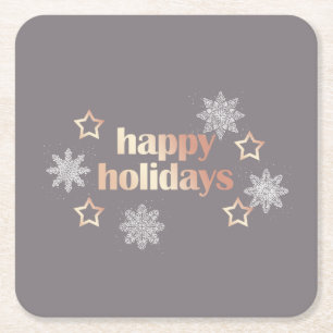 Elegantens moderna kopparkoppar ro guld Glad helg Underlägg Papper Kvadrat