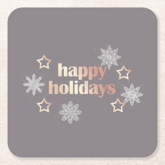 Elegantens moderna kopparkoppar ro guld Glad helg Underlägg Papper Kvadrat (Framsidan)