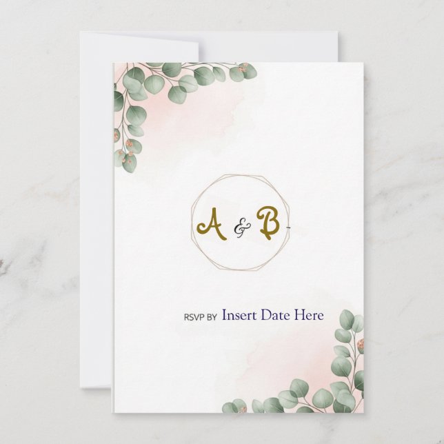 Elegantens moderna lyxbröllopsinbjudan | Ro Go Inbjudningar (Baksida)