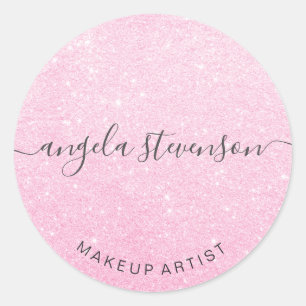 Elegantens moderna makeup rosa ros guld glitter runt klistermärke