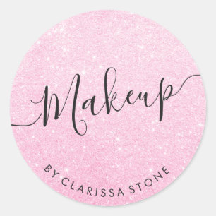Elegantens moderna makeup rosa ros guld glitter runt klistermärke