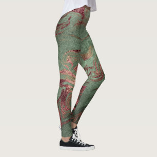 Elegantens moderna marmor av koppargrönt i ro gul leggings