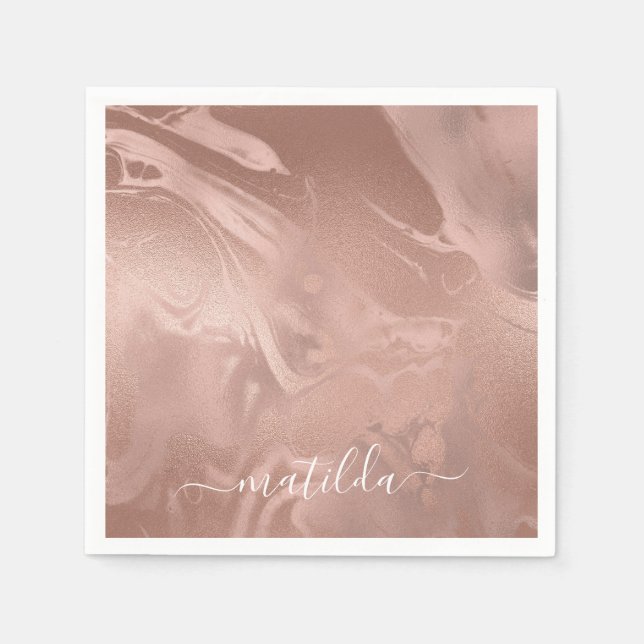 Elegantens moderna marmor av kopparkoppar från ro  pappersservett (Framsidan)