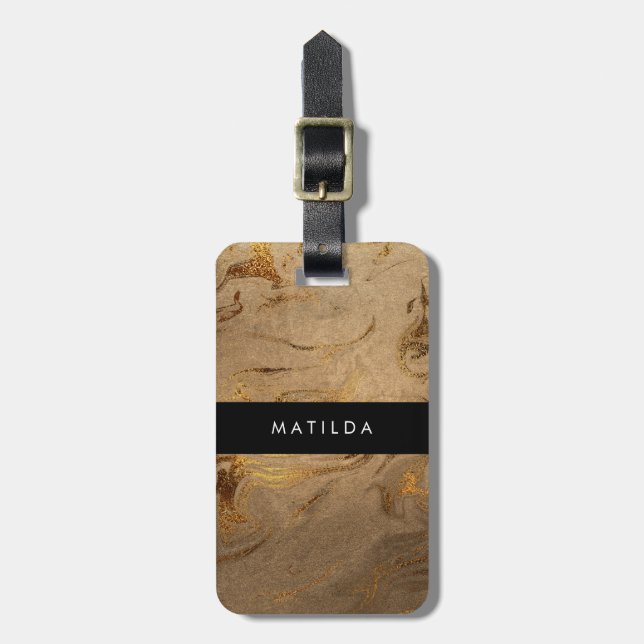 Elegantens moderna marmor av kopparmarmor guld bagagebricka (Vertikal Framsida)